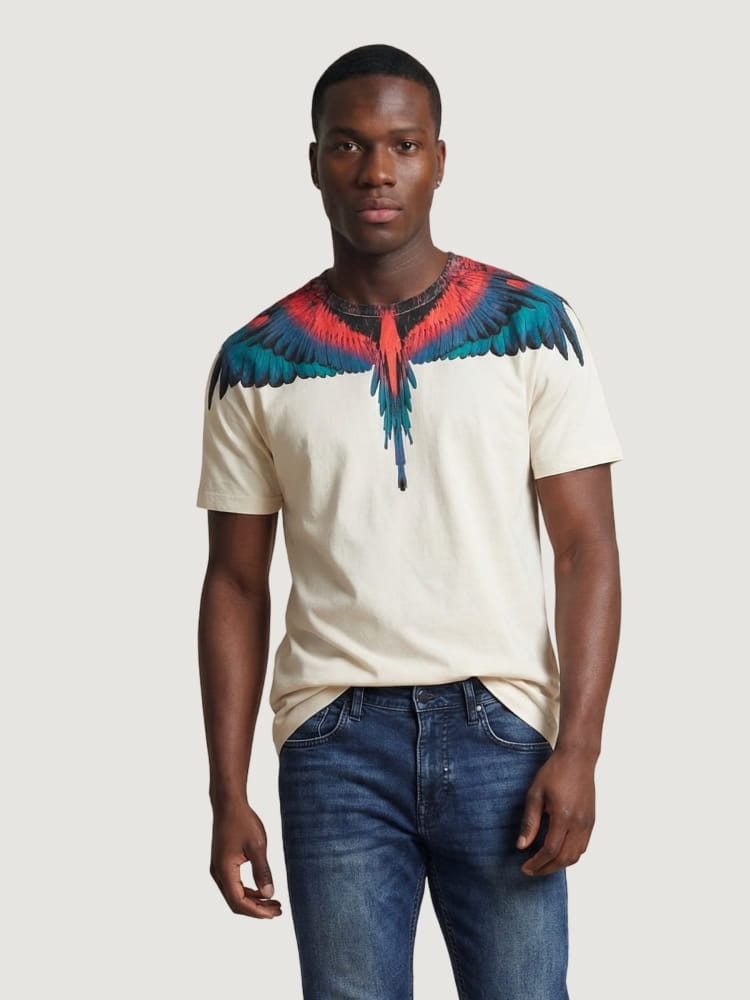 County Of Milan marcelo burlon t-shirt in jersey bianco con stampa ali Uomo
