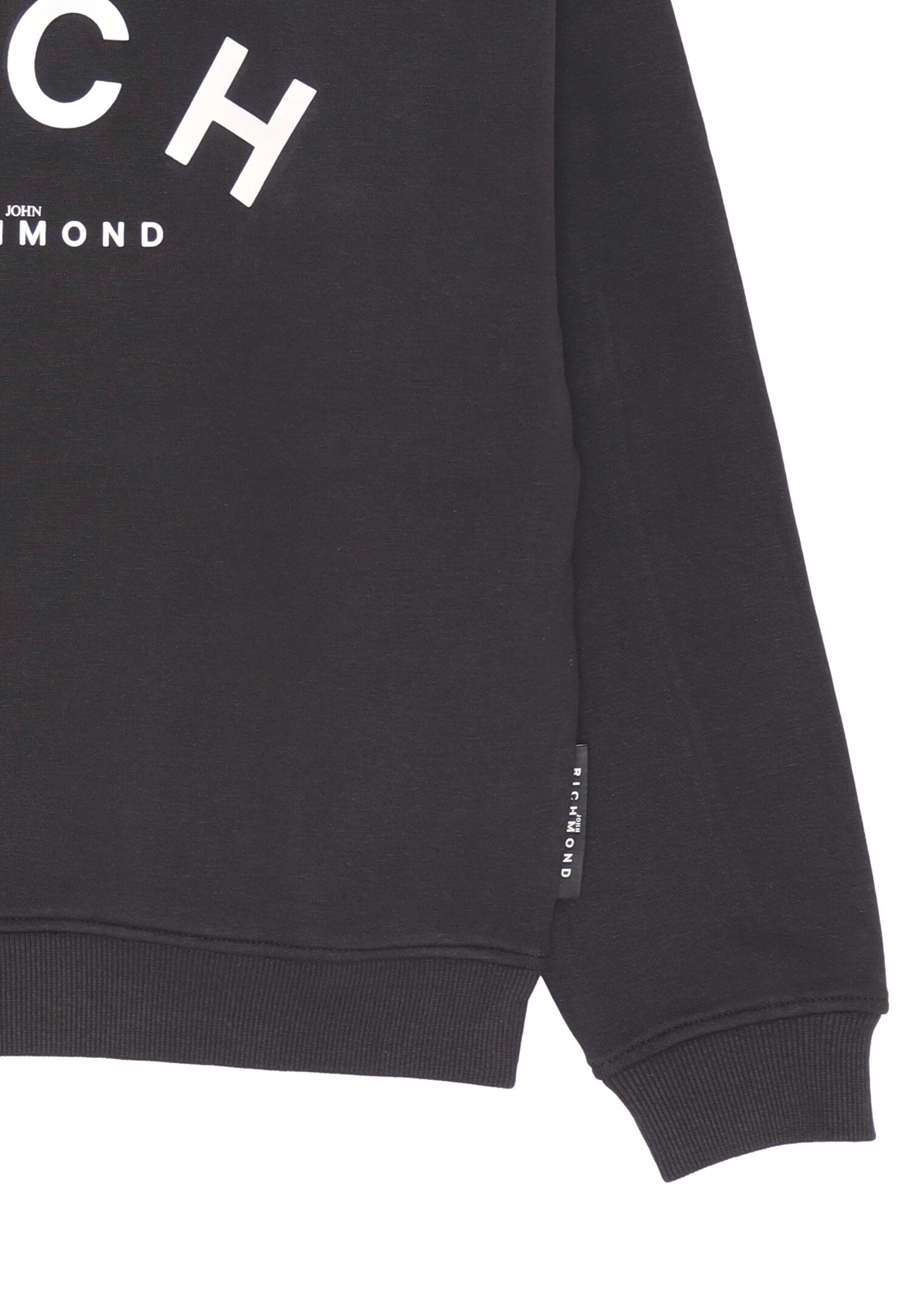 John Richmond felpa bambino nera 2-16 anni in cotone con maxi logo John Richmond felpa bambino nera 2-16 anni in cotone con maxi logo