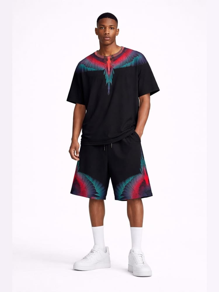 County Of Milan marcelo burlon t-shirt uomo in jersey nero con stampa ali Uomo