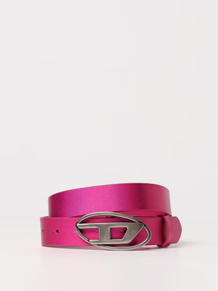 Diesel cintura fucsia bambina in lamina fibbia in metallo con logo