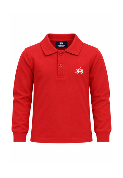 LA MARTINA POLO ROSSA LOGO RICAMATO MANICHE LUNGHE Bambini e ragazzi MAB0356.RO_