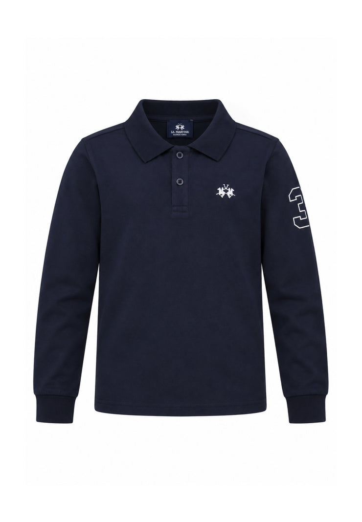 LA MARTINA polo blu ricamo logo piccolo Bambini e ragazzi mab0357.blu_