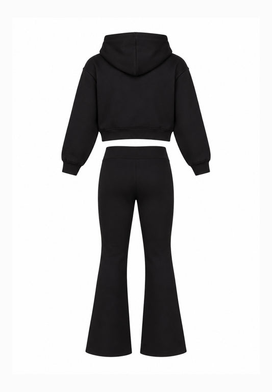 Disclaimer completo NERO con felp CROP CON CAPPUCCIO E LEGGINGS Bambine e ragazze 26IDK59206.NE_
