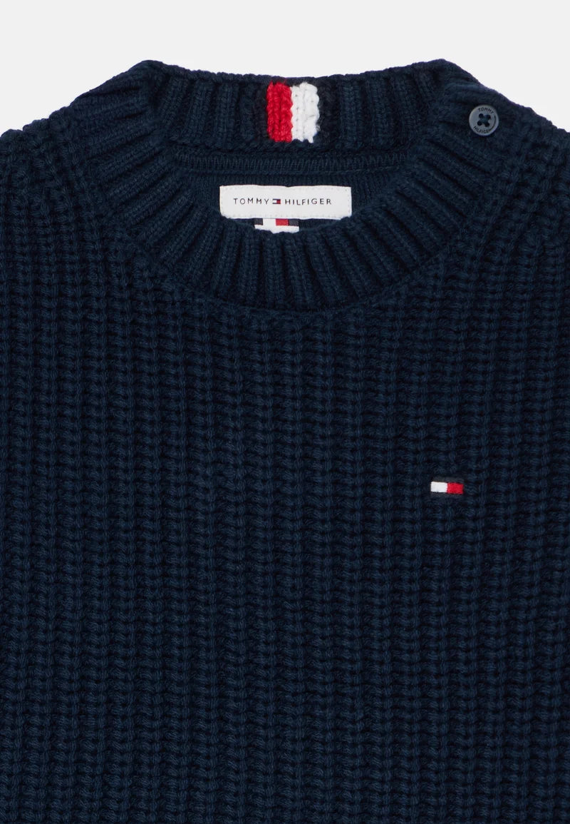 TOMMY HILFIGER MAGLIA blu a girocollo bambino e neonato con banda bianca Bambini e ragazzi KB0KB10629C1G.BLU_