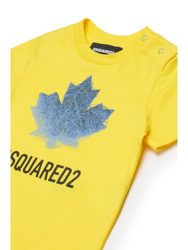 Dsquared t-shirt infant in cotone giallo con logo Bambino