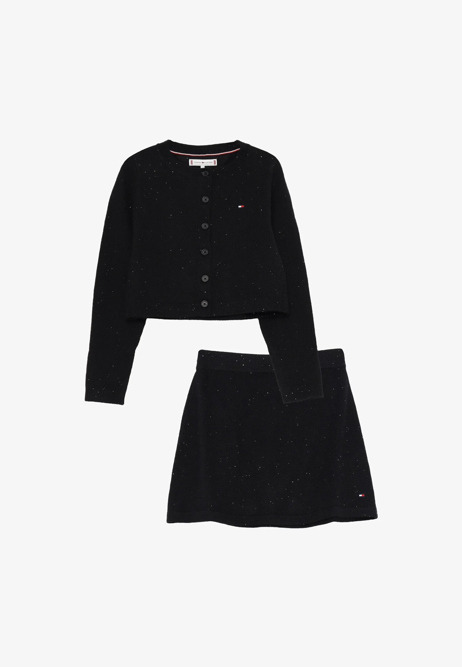 Tommy Hilfiger Completo Nero Bambina In Lana Con Bottoni Elegante AI25 Tommy Hilfiger Completo Nero Bambina In Lana Con Bottoni Elegante AI25