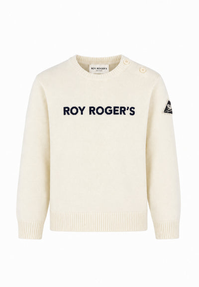 Roy Roger's maglia PANNA CON LOGO CENTRALE RICAAMTO Bambini e ragazzi rh116/00.panna_