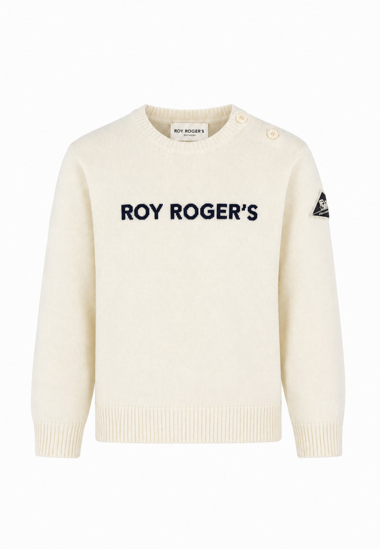 Roy Roger's maglia PANNA CON LOGO CENTRALE RICAAMTO Bambini e ragazzi rh116/00.panna_