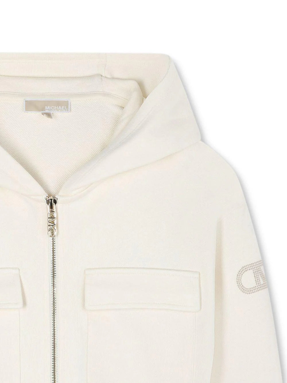 Felpa con cappuccio per bambina Michael Kors Kids bianca con zip