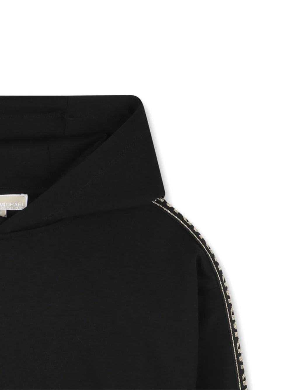 Felpa per bambina Michael Kors Kids nero in jersey con cappuccio