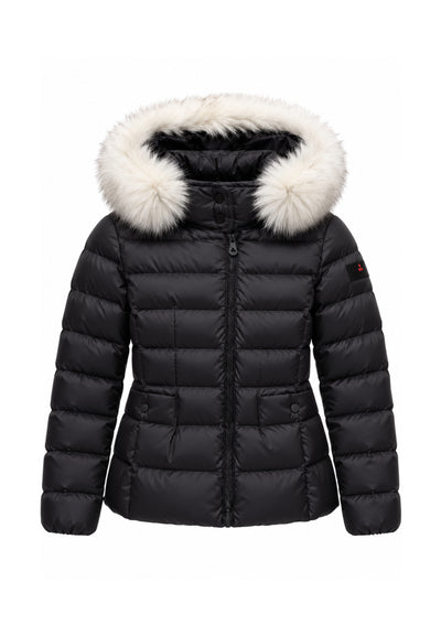 Peuterey GIUBBOTTO NERO TRAPUNTATO CON DETTAGLIO PELLICCIA Bambine e ragazze TURMALET MQN 05 FOX FUR KID.NE_