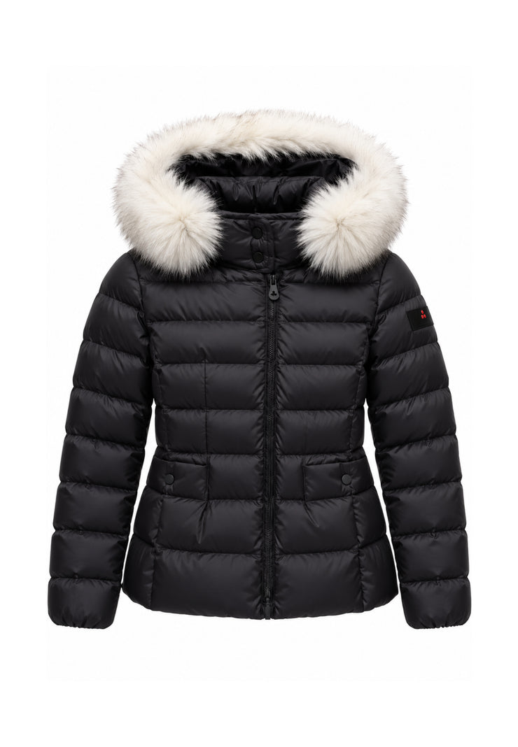 Peuterey GIUBBOTTO NERO TRAPUNTATO CON DETTAGLIO PELLICCIA Bambine e ragazze TURMALET MQN 05 FOX FUR KID.NE_
