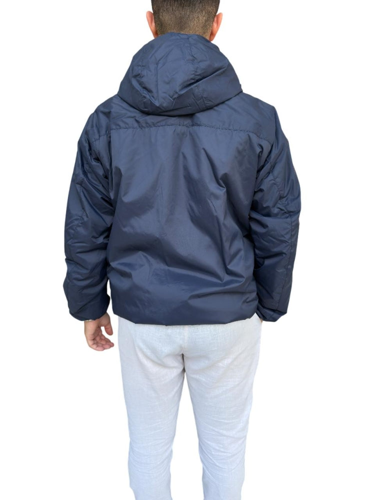 Blauer giubbotto blu navy uomo giacca anti vento con cappuccio logo sul braccio