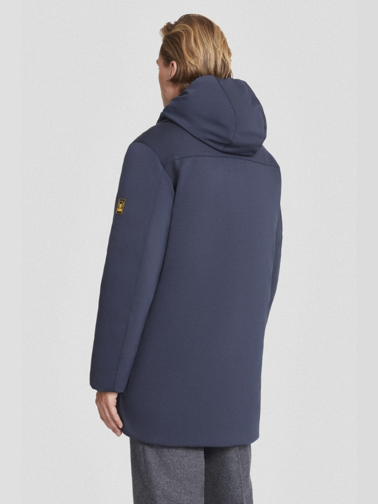 Ciesse Piumini giubbotto blu navy uomo liscio lungo con cappuccio