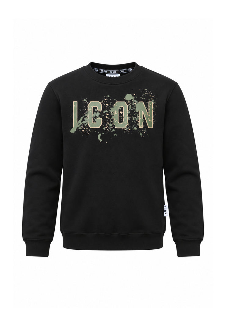 ICON FELPA NERA A GIROCOLLO LOGO SPRUZZO Bambini e ragazzi ibsw001373.ne_