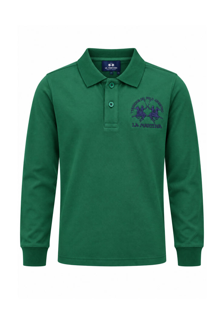 LA MARTINA polo verde ricamo logo Bambini e ragazzi mab0355.verde_
