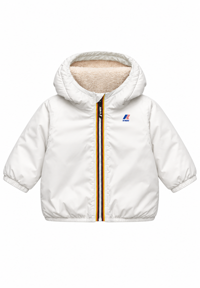 Kway giubbotto bianco con cappuccio imbottito per bambino e neonato