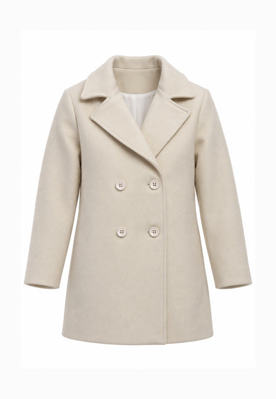 Kocca Junior cappotto panna con bottoni linea dritta Bambina e Ragazza yolando.panna_