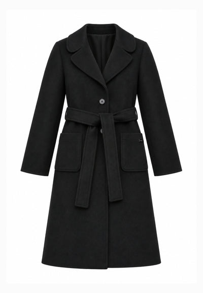Kocca Junior cappotto nero lungo con bottoni e cintura Bambina e Ragazza welff.nero_