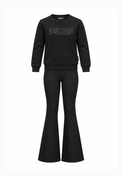 JUST CAVALLI completo nero con felpa logata e leggings a zampa Bambine e ragazze jba26158fe.ne_