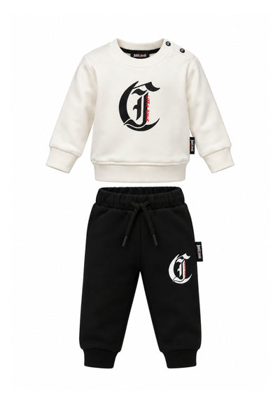 JUST CAVALLI TUTA COMPLETA BIANCA A GIROCOLLO CON LOGO CENTRALE Bambini e ragazzi JIA26001CF.BIA_