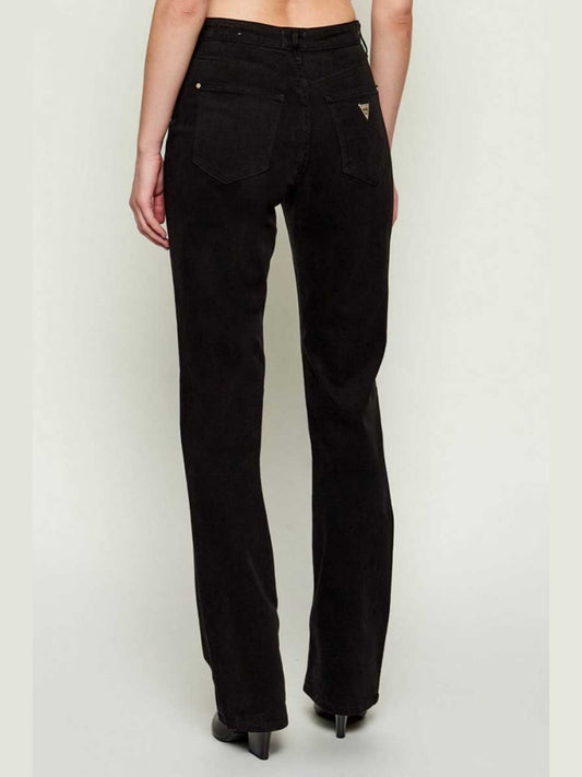 Guess pantalone nero donna in denim patch logo sul retro