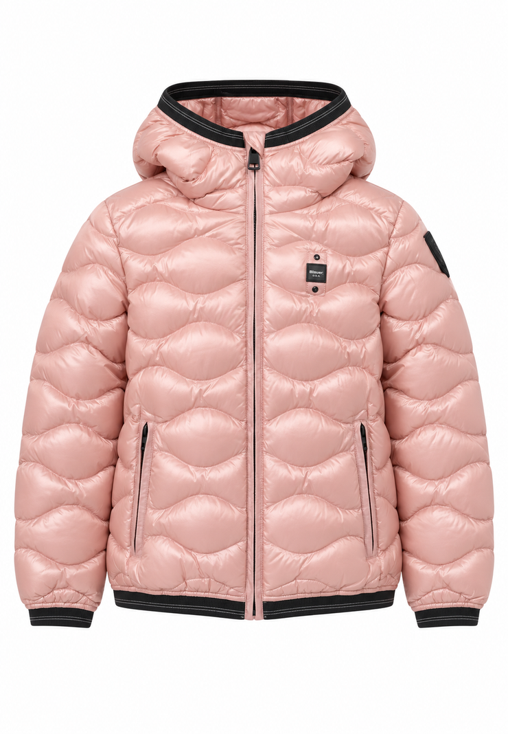 Blauer Giubbotto Piumino Rosa Cipria con Cappuccio Bambina