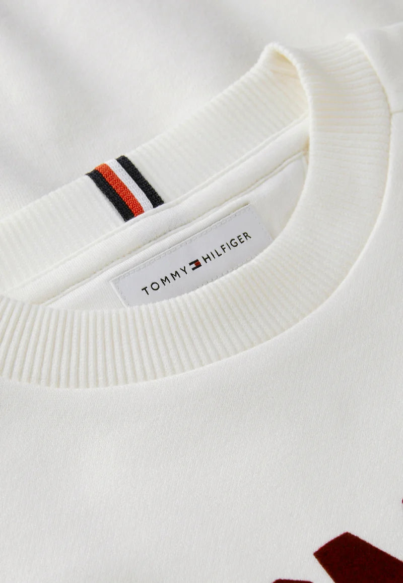TOMMY HILFIGER FELPA panna a girocollo bambino logo grande KB0KB10631YBH.PANNA_