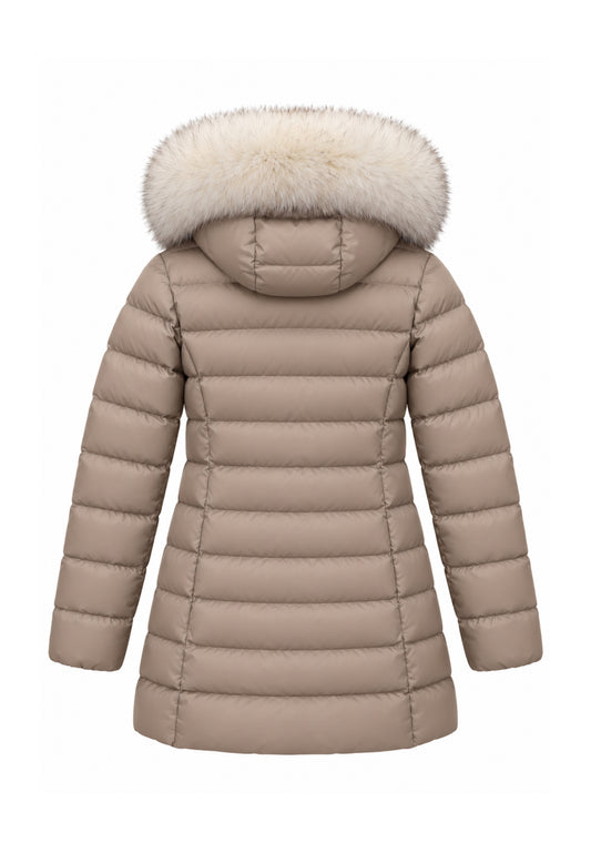 Peuterey GIUBBOTTO BEIGE LUNGO TRAPUNTATO CON DETTAGLIO PELLICCIA Bambine e ragazze SERIOLA MQN 05 FOX FUR KID.BEIGE_