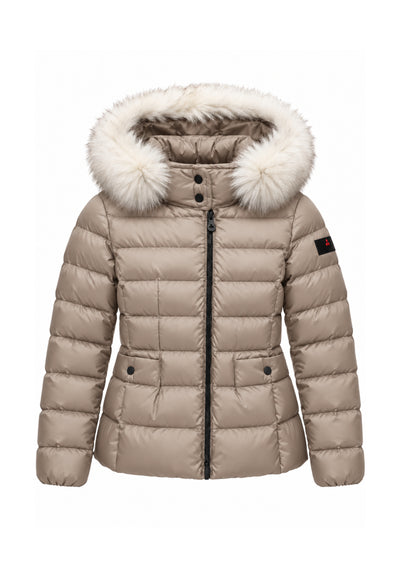 Peuterey GIUBBOTTO BEIGE TRAPUNTATO CON DETTAGLIO PELLICCIA Bambine e ragazze TURMALET MQN 05 FOX FUR KID.BEIGE_