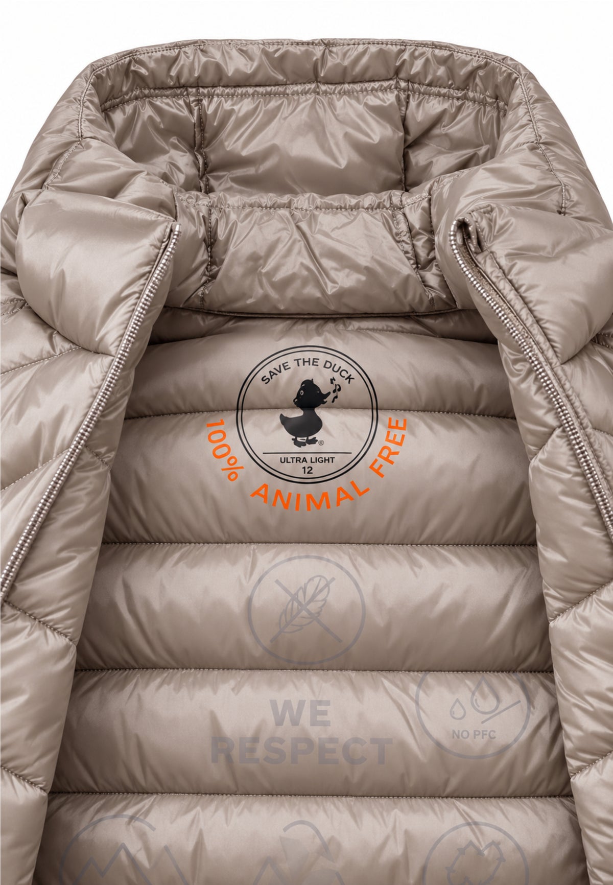 Save the Duck GIUBBOTTO BEIGE SAGOMATO LUNGO CON CAPPUCCIO Bambine e ragazze 09-J47300G.BEIGE_