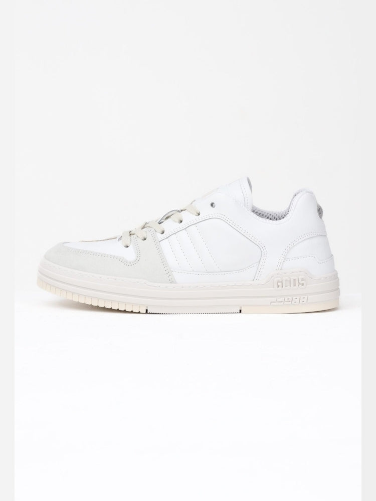 Gcds scarpe bianche uomo in pelle logo in rilievo