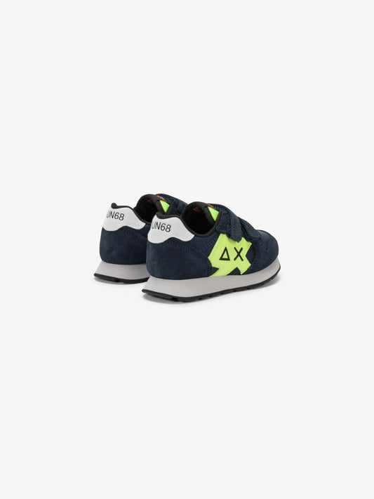 Sun68 scarpe blu navy bambino in suede e nylon logo sul lato