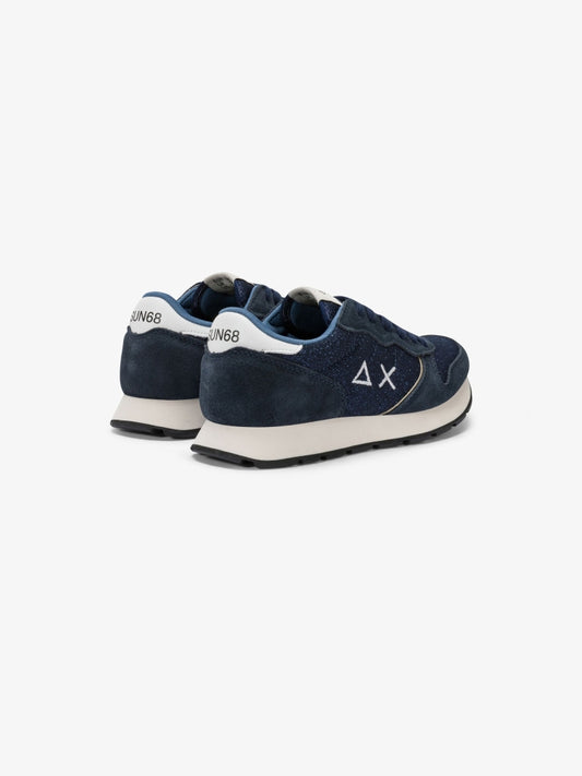 Sun68 scarpe blu navy ragazza glitter e logo sul lato