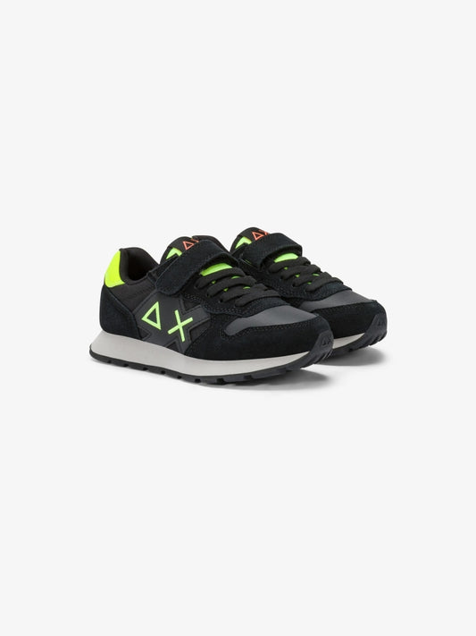 Sun68 scarpe nere bambino in suede e nylon logo sul lato
