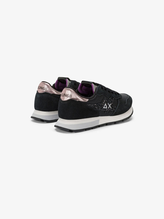 Sun68 scarpe nere ragazza glitter sul lato retro oro