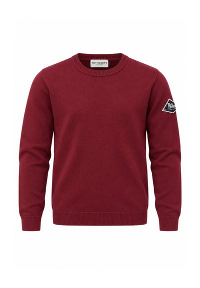 Roy Roger's MAGLIONCINO BORDEAUX A GIROCOLLO CON PATCH SUL BRACCIO Bambini e ragazzi RX400/00.Bordò_