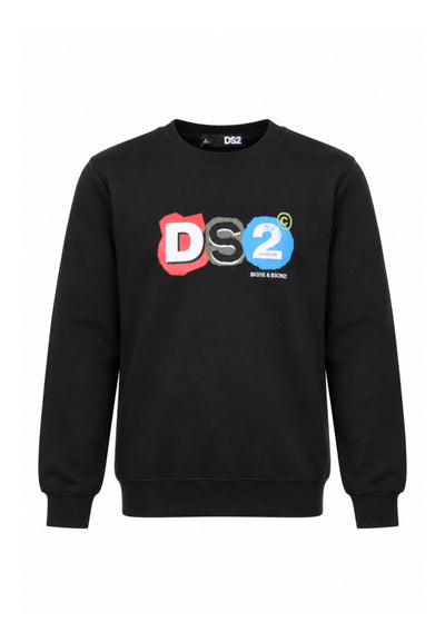 DS2 FELPA NERA A GIROCOLLO CON LOGO COLORATO CENTRALE Bambini e ragazzi F62K207.NE_