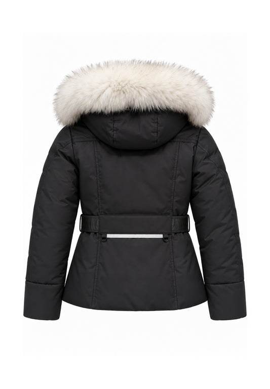 Peuterey GIUBBOTTO NERO CON CINTURA ED ECOPELLICCIA Bambine e ragazze MOONLIGHT TA 03 FUR KID.NE