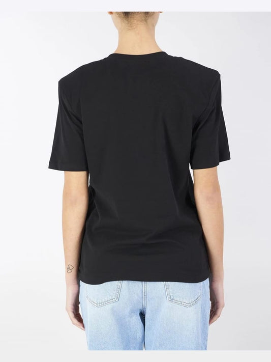 Elisabetta Franchi tshirt nera donna in cotone maxi logo sul davanti