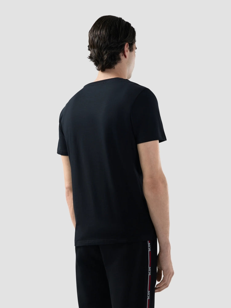 Gcds tshirt nera uomo in cotone mini logo lettering a contrasto