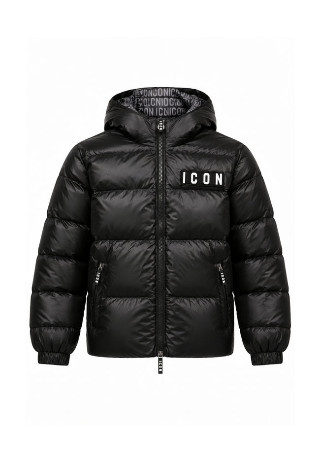 ICON GIUBBOTTO NERO CON FODERA LOGO ALL OVER Bambini e ragazzi IBJK001321.NE_