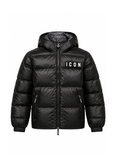 ICON GIUBBOTTO NERO CON FODERA LOGO ALL OVER Bambini e ragazzi IBJK001321.NE_