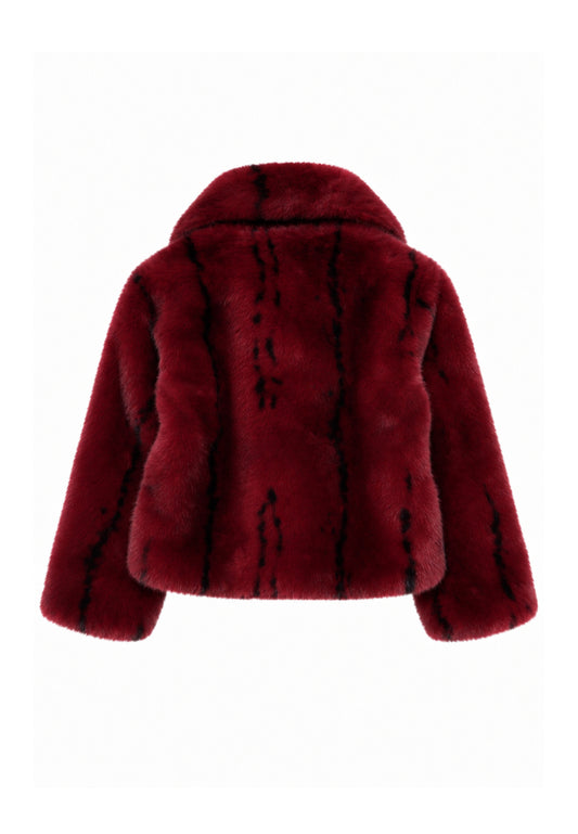 JUST CAVALLI eco pelliccia bordeaux a fantasia crop Bambine e ragazze jga26026pl.bordeaux_
