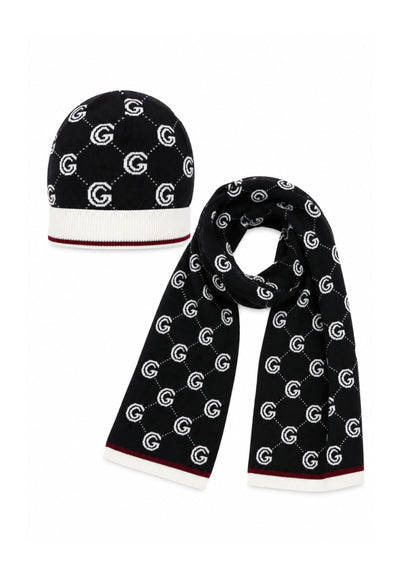 Gabriella Gucci SET CAPPELLO E SCIARPA IN MAGLIA LOGO ALL OVER Bambine e ragazze GK341+342.NE_