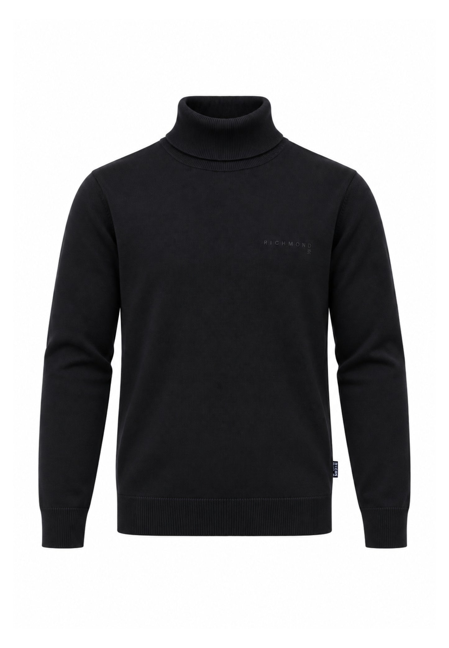 John Richmond LUPETTO NERO SAGOMATO CON LOGO RICAMATO Uomo UMA26168LU.NE_