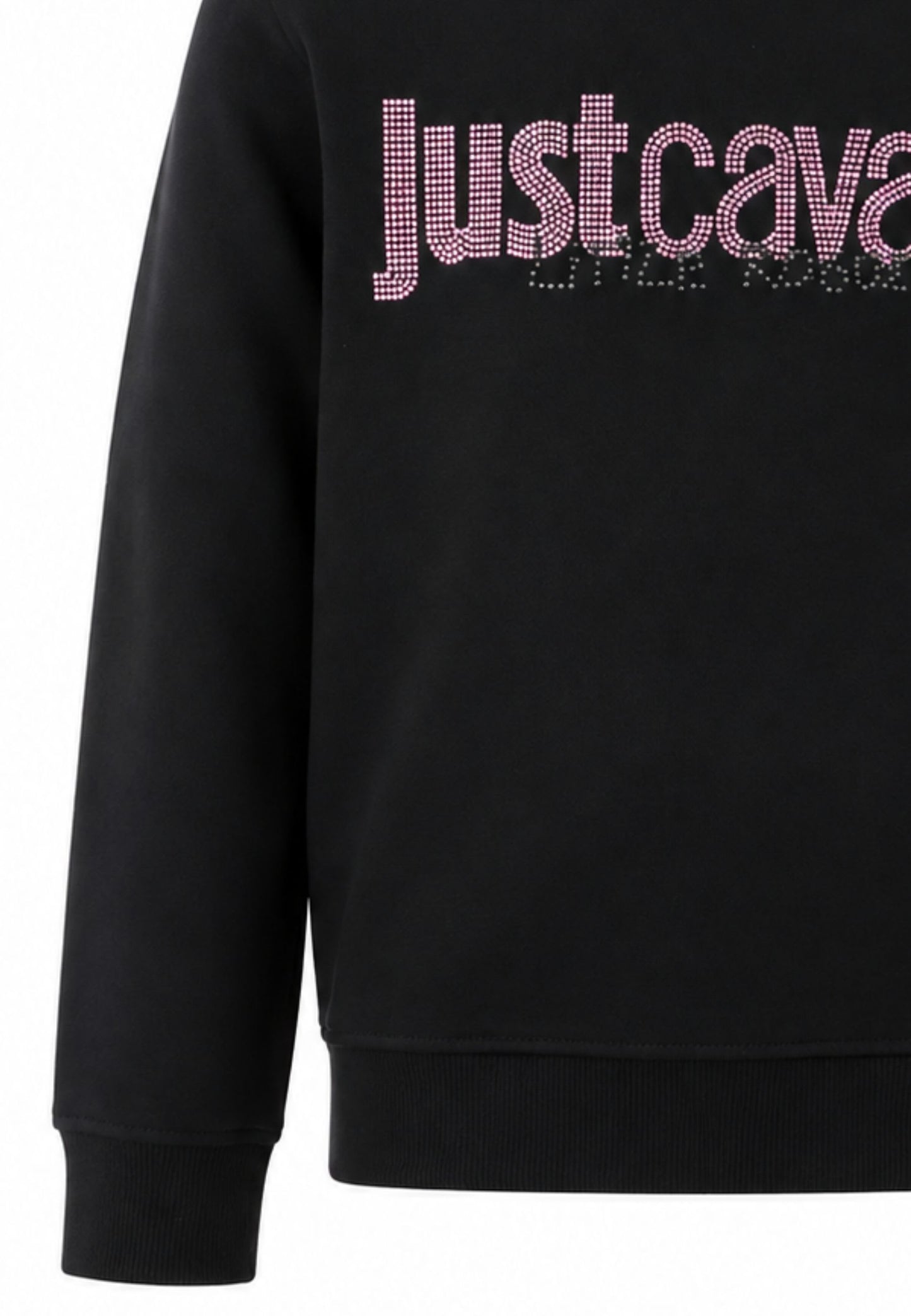 JUST CAVALLI felpa nera con logo rosa centrale con strass Bambine e ragazze jga26174fe.ne_