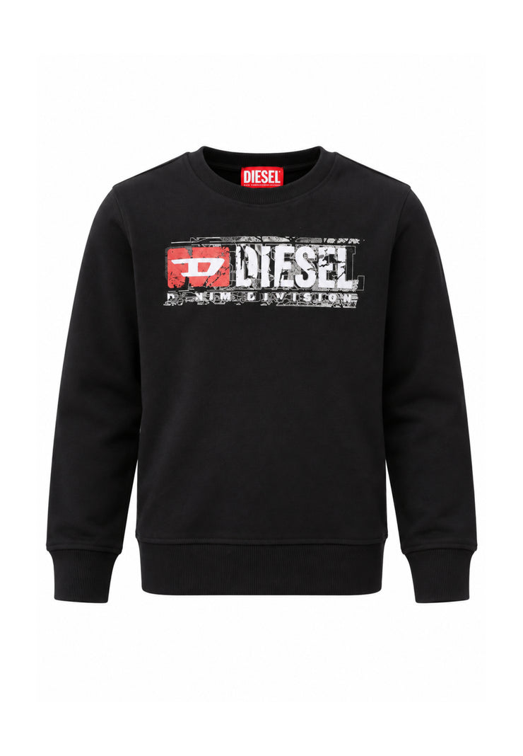 Diesel FELPA NERO CON LOGO EFFETTO ROVINATO Bambini e ragazzi SLOMIX.NE_