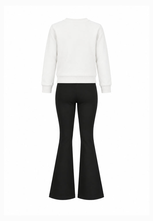 JUST CAVALLI completo bianco con felpa girocollo e leggings a zampa Bambine e ragazze jga26174fe.bia_