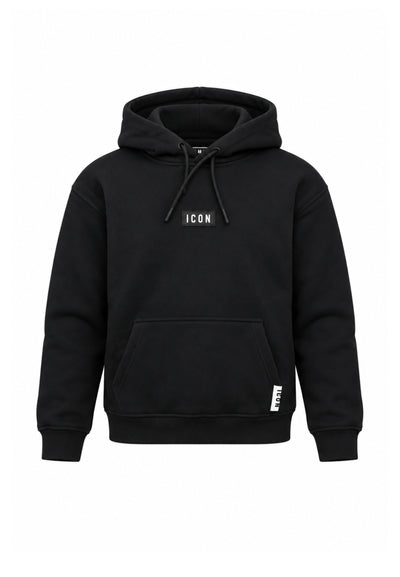 ICON FELPA nero con cappuccio mini logo centrale e tasca canguro Bambini e ragazzi ibsw001453.ne_